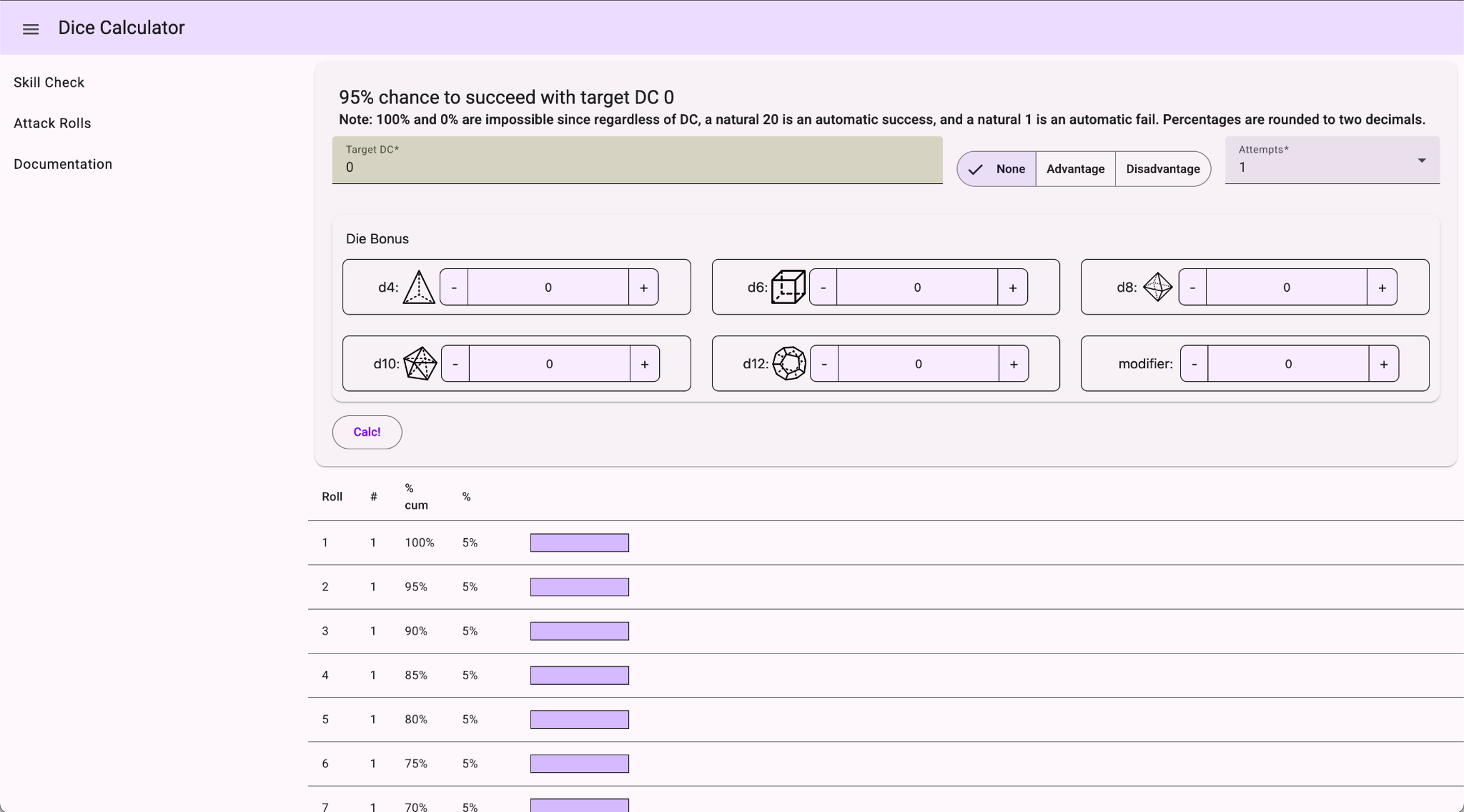 Angular Dice Calculator App